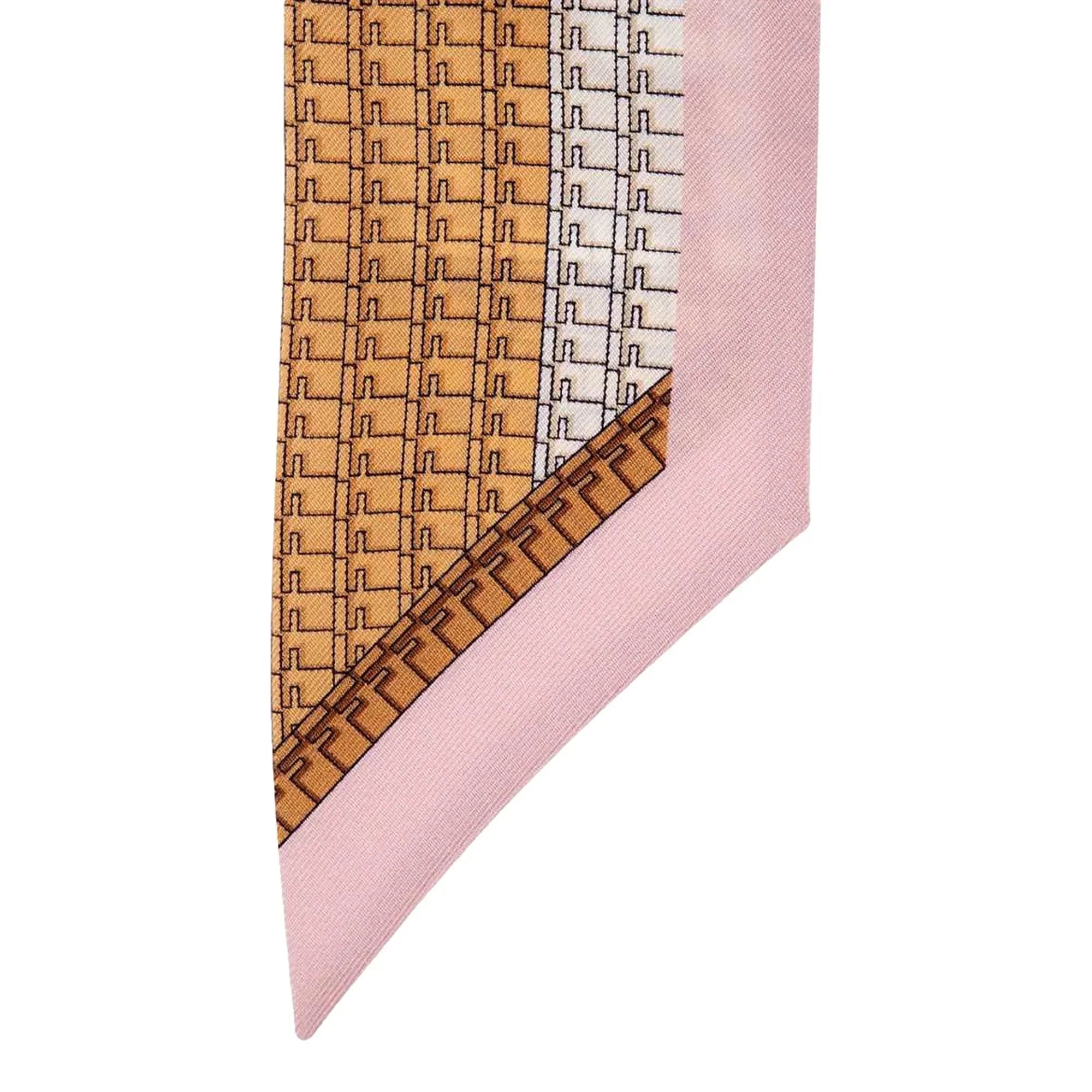 Fendi Logo Print Pink and Beige Women's Wrappy Sizeilk Sizecarf FXT011