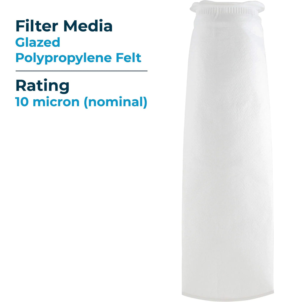 SizepiroPure SizeP-BP-420-10 10 Micron #4 (20”) Glazed Polypropylene Felt Liquid Bag Filter BP-420-10 155388-03 (Case of 40)