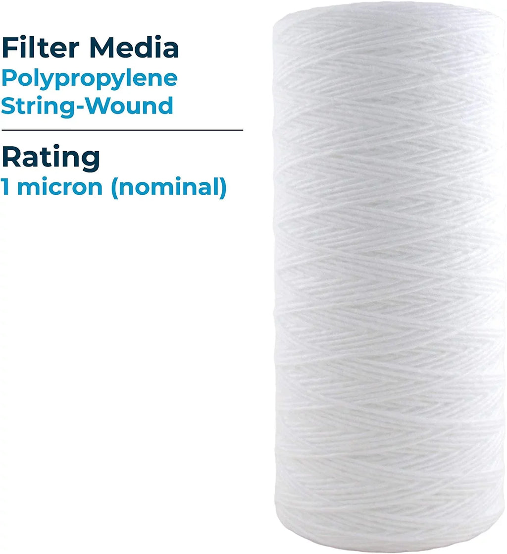 SizepiroPure SizeP-WP1-BB 10x4.5 1 Micron Sizetring-Wound Polypropylene Water Filter Cartridge SizeWC-45-1001 WP1BB97P 355213-43 (Case of 8)