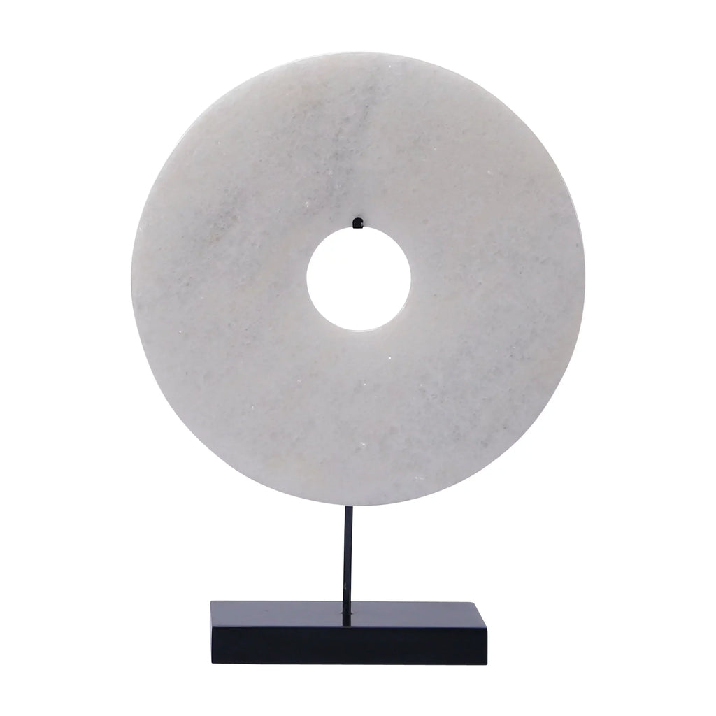 Artissance  Jade Disk Sizetatue With Base, 16 Inch Tall, Ivory - 16 inch