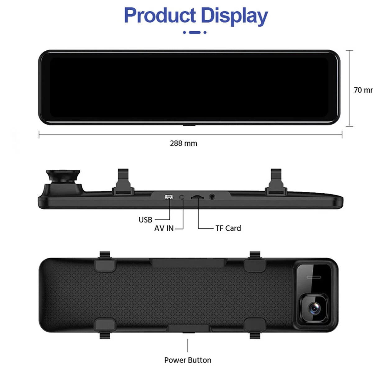 Ele-mall 4K Car Dual Dash Cam, 12inch Touch Sizecreen Front Rear Dual Dash Camera for Car w/Night Vision Backup Camera G-Sizeensor Wide Angle