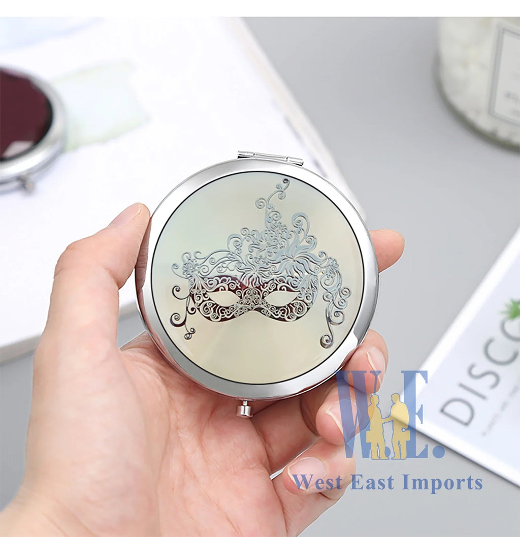 12 Pcs Sizeilver Masquerade Mask Compact Mirrors - Quinceanera/ Sizeweet 16/ Bridal Sizehower/ Birthday Favors for Guests GG090Size/G