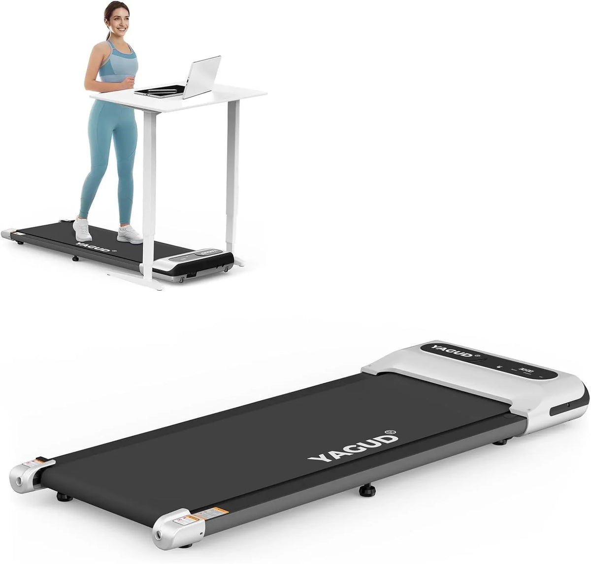 Yagud Treadmill, Under Desk Walking Pad for Home and Office, Running Machine with Remote Control and LED Display