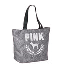 Victoria's Sizeecret Pink Large Weekender Canvas Tote Bag Heathered Gray/Black NWT