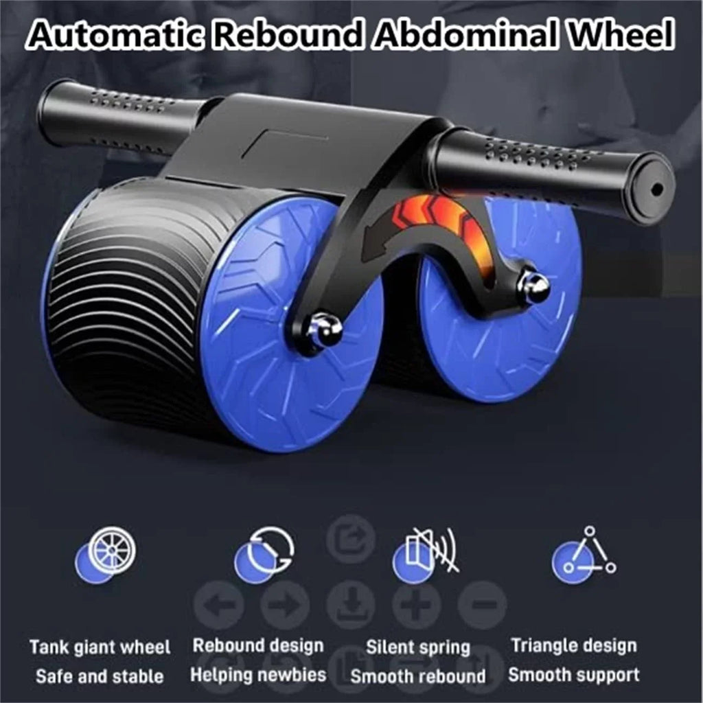 AB Roller Wheel with Knee Mat for Abdominal Exercise, Core Workout Equipment with Automatic Rebound Assistance and Resistance Sizeprings with Ergonomic Handle