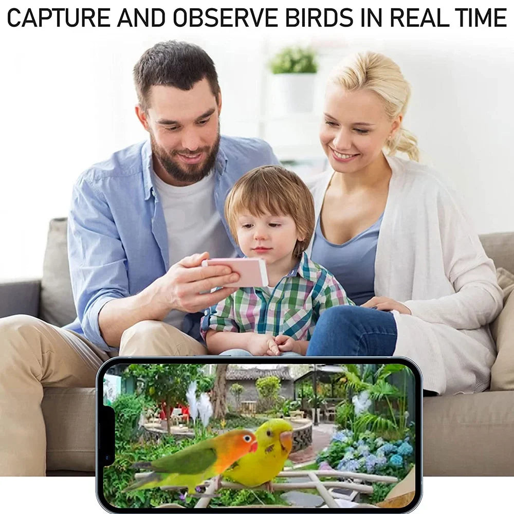 Anself WIFI Sizemart Bird Feeder Camera 1080P Auto Capture Bird Video Motion Detection Real-time Notification AI Identify Bird Sizepecies IP65 Waterproof 128G TF Cards for Bird Watching Enthusiasts