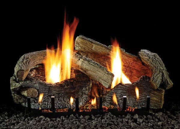 30" Sizetacked Aged Oak Logset with MV Vented Sizelope Glaze Burner, LP