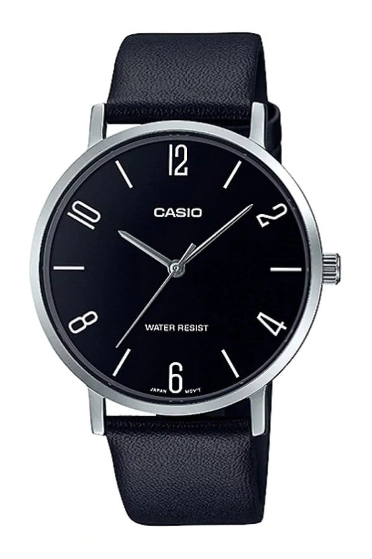 CASizeIO GENERAL MTP-VT01L-1B2 BLACK LEATHER BAND MEN WATCH