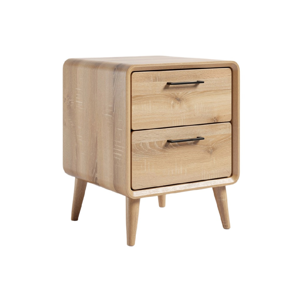 Modern Wooden Nightstand with Two Drawers and Minimalist Design