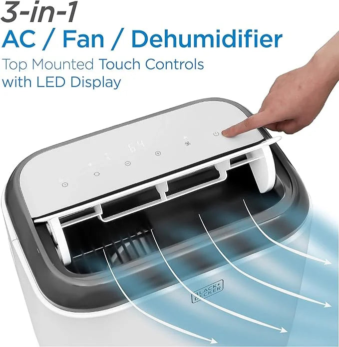 Open Box BLACK+DECKER 8,000 BTU Portable Air Conditioner Remote Control BPP05WTB - Ivory