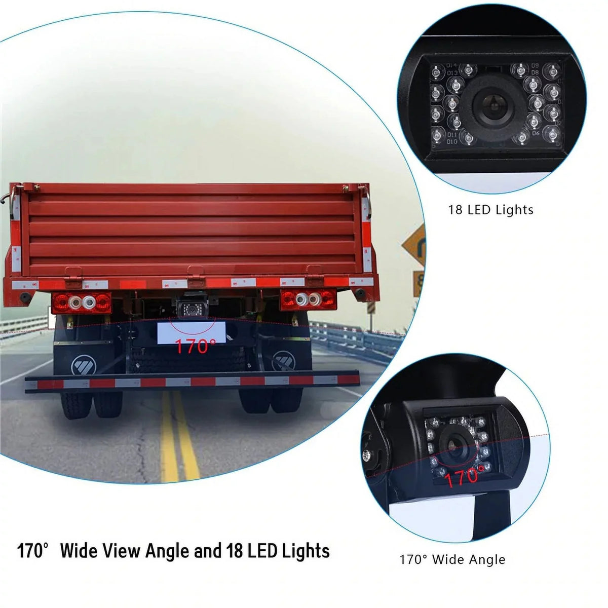 12V/24V parking system 7inch TFT LCD Car Monitor IR with 18 LED camera for Bus RV Car Van Truck reverse Night Vision+32 feet cable