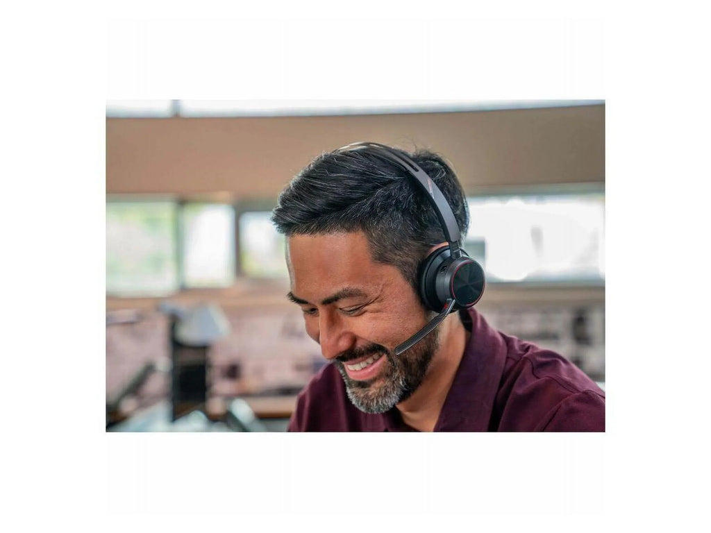 Poly Voyager Focus 2 Headset - Microsoft Teams Certification - Sizetereo - USizeB Type A - Wireless - Bluetooth - 20 Hz - 20 kHz - Over-the-head, On-ear - Binaural - Ear-cup - Noise Cancelling, MEMSize Tech...