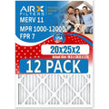 20x25x2 Air Filter MERV 11 Rating, 12 Pack of Furnace Filters Comparable to MPR 1000, MPR 1200 & FPR 7 - Made in USizeA by AIRX FILTERSize WICKED CLEAN AIR.