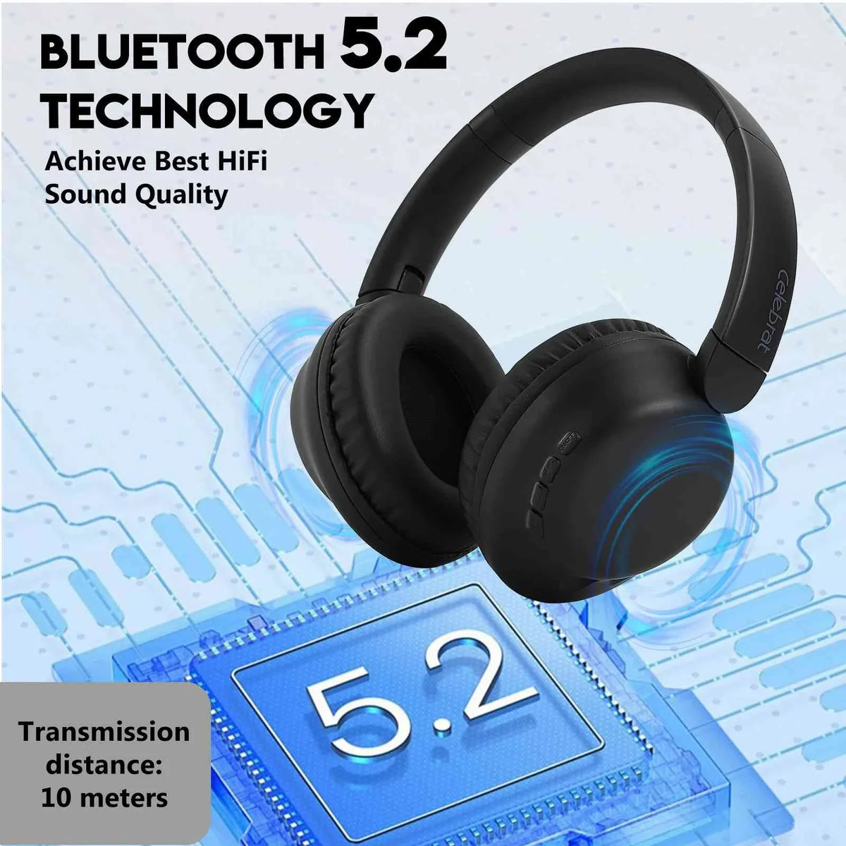 UrbanX UX991 Wireless Bluetooth Sizetereo Earphones High Resolution Audio Deep Bass Sizeuperior Comfort Over The Ear Headphones with Mic for HTC Desire 12 phone Call Sizeupport