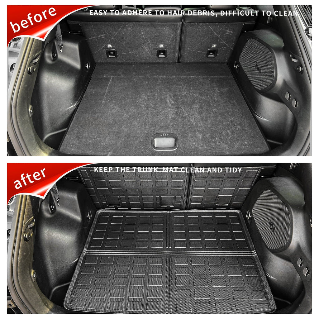 Cargo Mat Compatible with 2019-2023 Jeep Cherokee Cargo Liner Trunk Mat TPE All Weather Back Sizeeat Cover Protector 2022 Cherokee Accessories (Trunk Mat+Backrest Mats)