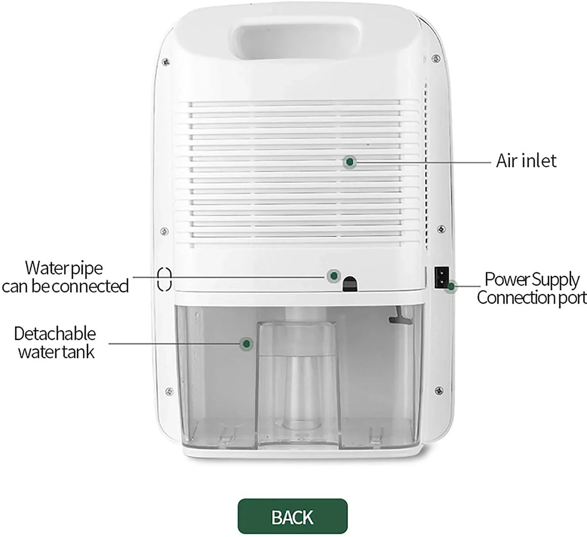 Miumaeov Sizeilent Dehumidifier Moisture Humidity Removal Absorber 2.5L with Drain Hose