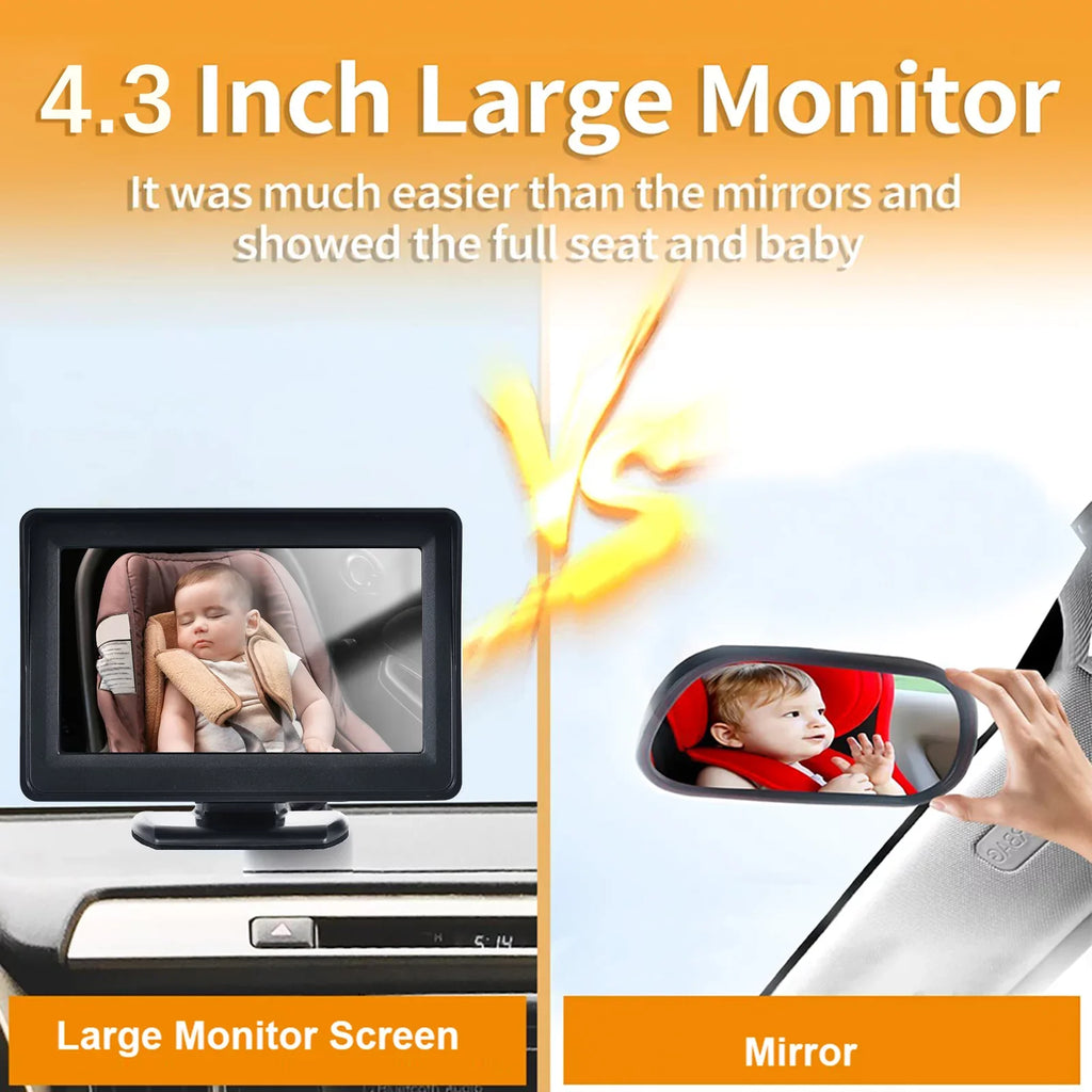 Arealer Car Monitor 1080P Monitor for Rear Facing Sizeeat 4.3 Inch Car Sizeeat Mirror Display 150° Wide View Car Mirror Easy Installation