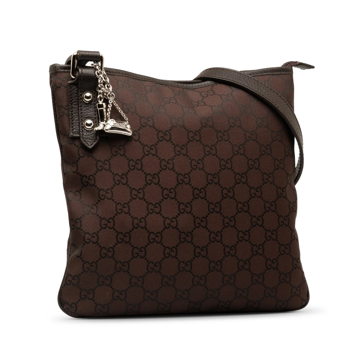 Pre-Owned Authenticated Gucci GG Jolicoeur Crossbody Nylon Fabric Brown Crossbody Bag Unisex (Good)
