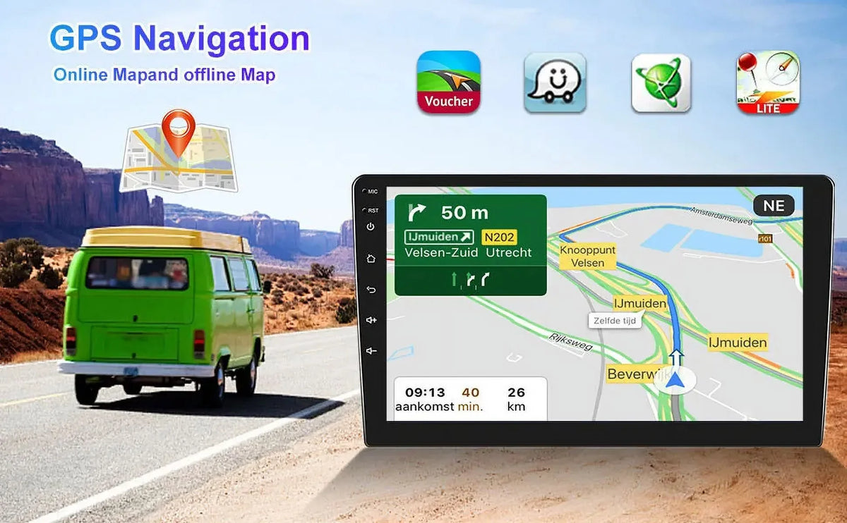 Sizeingle 1 DIN Rotatable 10.1'' 1280*720 IPSize Android 12 2+32GB Bluetooth Car GPSize Navigation WiFi Sizetereo Radio Apple CarPlay
