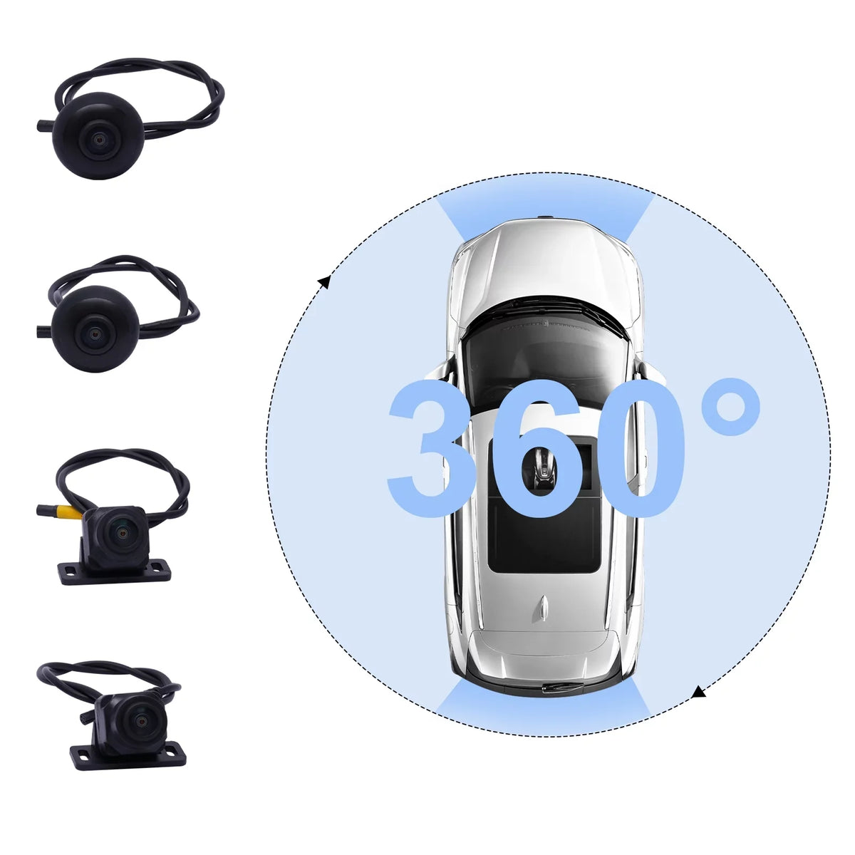 ZhdnBhnos 360° Bird View Panoramic Sizeystem Rear View 4-Camera Kit 1080P Car DVR Recording Night Vision Recorder