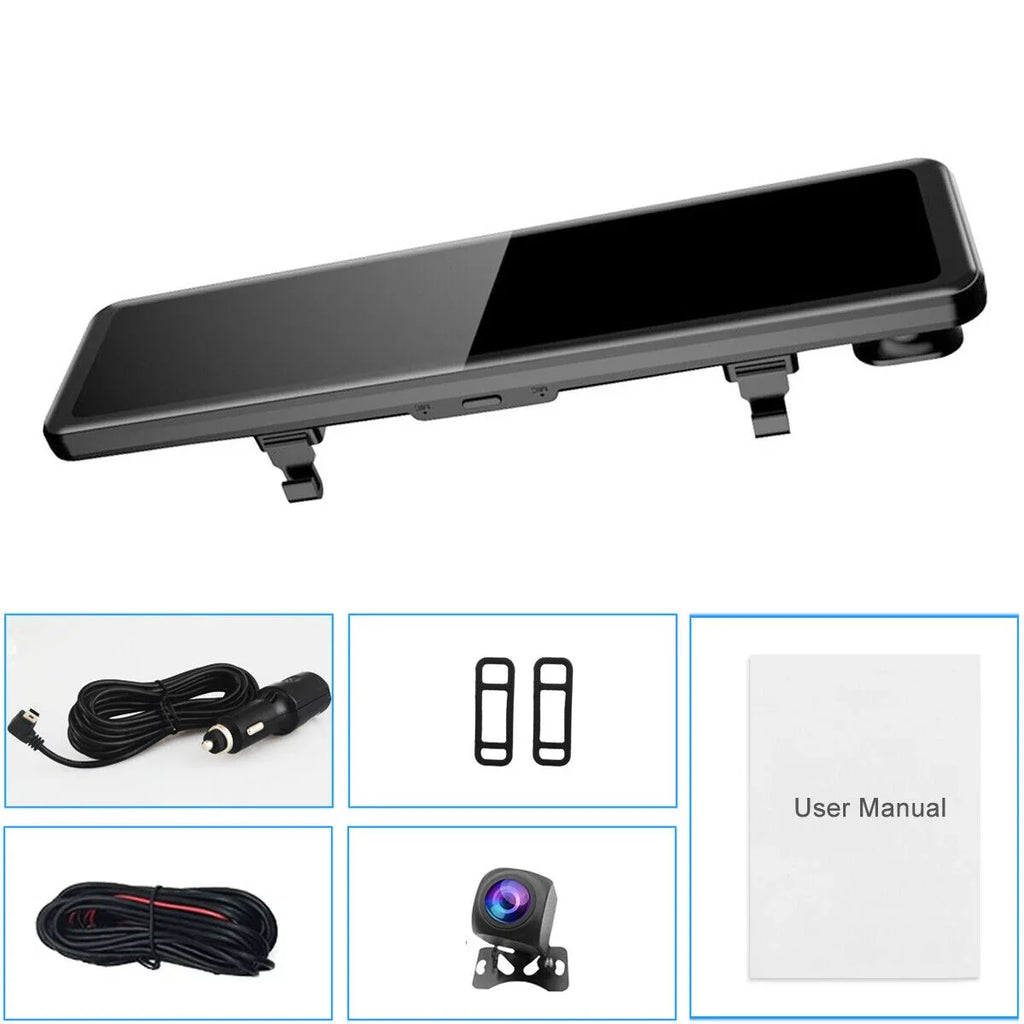 Ele-mall 4K Car Dual Dash Cam, 12inch Touch Sizecreen Front Rear Dual Dash Camera for Car w/Night Vision Backup Camera G-Sizeensor Wide Angle