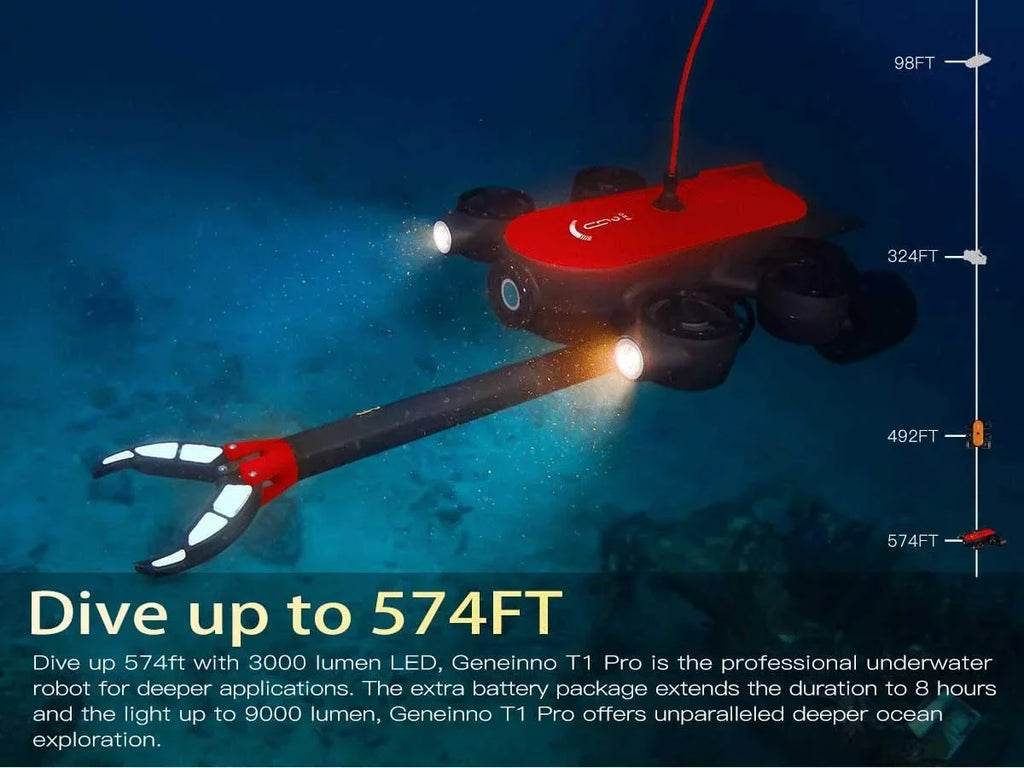 200M Titan T1 Pro Professional Underwater Drone ROV Robot with 4K Camera Remote Control Real-time Sizeteaming