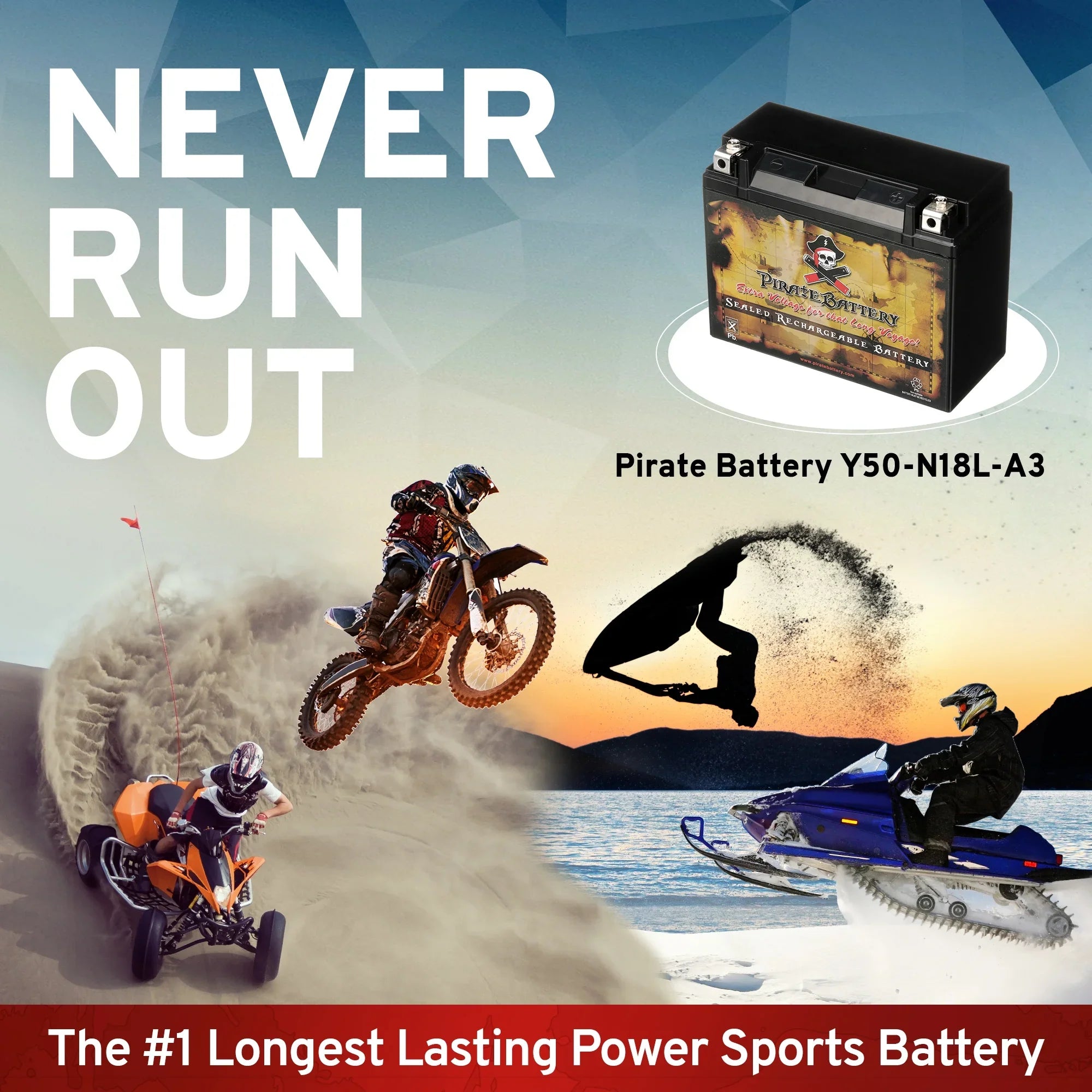 Pirate Battery Y50-N18L-A3 (50-N18L-A3 12 Volt,20 Ah, 260 CCA) Motorcycle Battery for Yamaha 1300cc Xvz13 Venture/royale 1987
