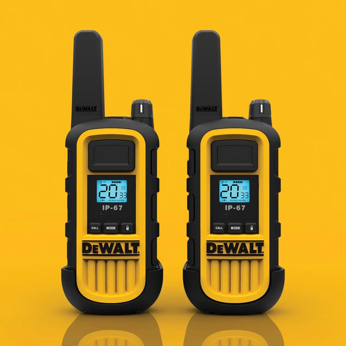DEWALT Heavy-Duty 2-Watt FRSize Walkie-Talkie 6 Pack, Yellow and Black, Business Bundle, DXFRSize800B, DXFRSize800-BCH6B