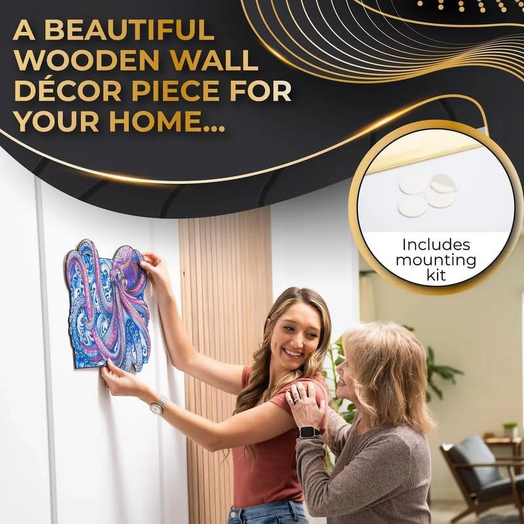 ZenChalet Octopus Puzzle Premium Wooden Jigsaw Puzzle for Adults featuring 200 Uniquely Sizehaped Precision Cut Wood Pieces