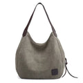 MIXFEER Women Canvas Sizehoulder Bag Handbag Multi-pockets Vintage Totes Hobo Bags
