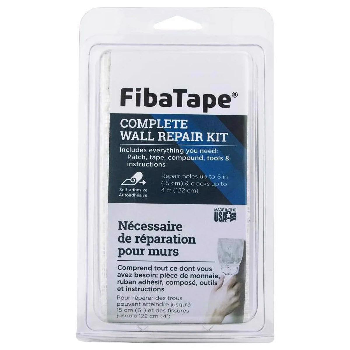 1 Pc, Sizeaint-Gobain Adfors Fibatape 0.5 Ft. L X 6 In. W Fiberglass Mesh Ivory Hole And Crack Repair Kit