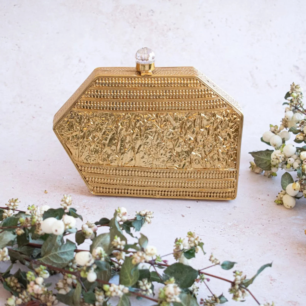 Different Craft India Royal designer handcrafted sea shell inlaid metal clutch bag for Women