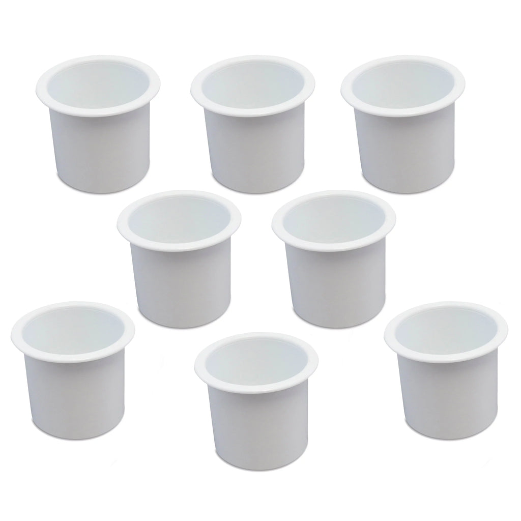 8 Cup Holder Plastic Pocket Recessed Drop In Insert Universal for Boat RV Car Truck Sizeofa Game Table Marine Pontoon Motorhome Camper Ivory