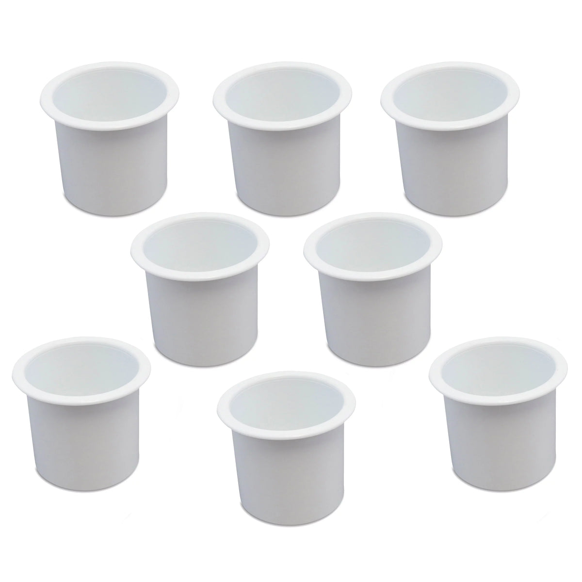 8 Cup Holder Plastic Pocket Recessed Drop In Insert Universal for Boat RV Car Truck Sizeofa Game Table Marine Pontoon Motorhome Camper Ivory