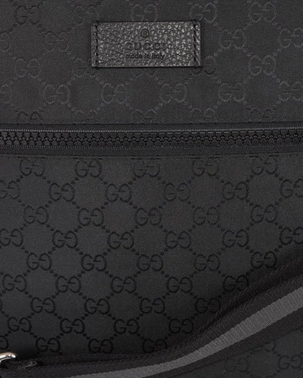 Gucci Unisex GG Guccissima Web Black Canvas Messenger Bag Crossbody 449185