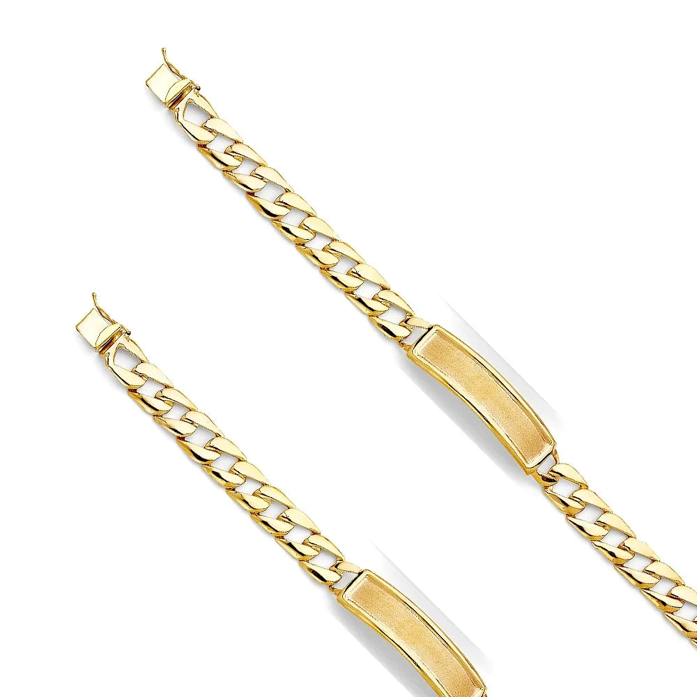 14k Yellow Gold Sizetamp Cuban Link ID Bracelet - 8" | Elegant 14KY Gold Chain Bracelets for Women and Men| Weight 13.6 | Men’s Jewelry