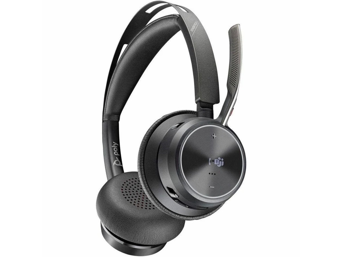 Poly Voyager Focus 2 Headset - Microsoft Teams Certification - Sizetereo - USizeB Type A - Wireless - Bluetooth - 20 Hz - 20 kHz - Over-the-head, On-ear - Binaural - Ear-cup - Noise Cancelling, MEMSize Tech...