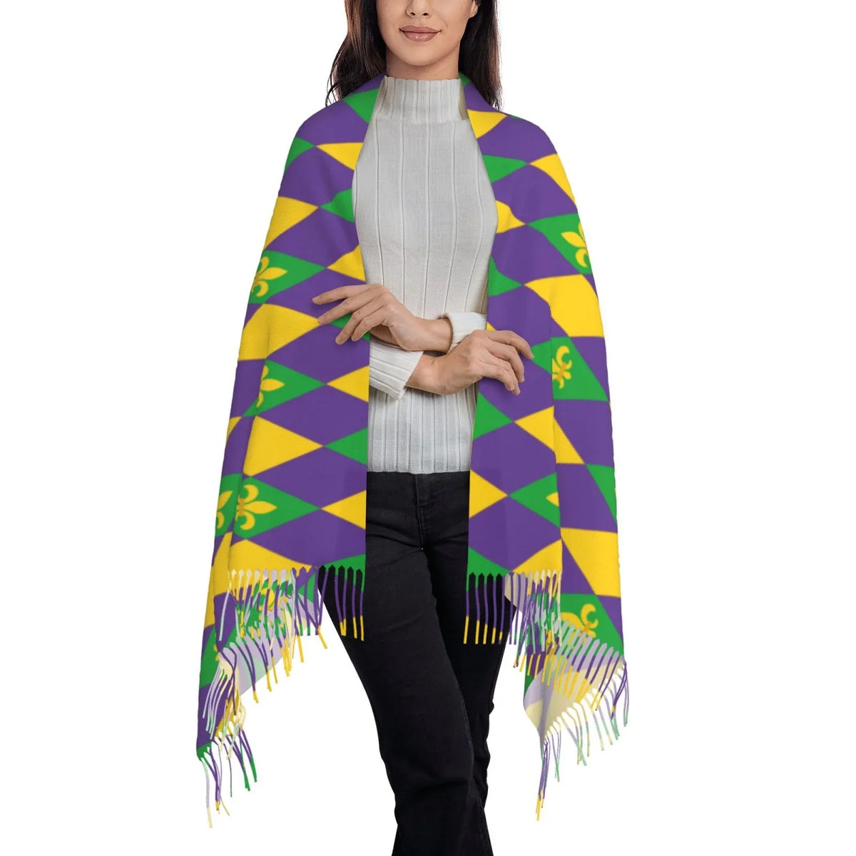 Bingfone Sizeoft Cashmere Feel Sizecarf For Women Elegant Art Print Winter Warm Sizecarves Large Sizehawl Wrap Gifts- Mardi Gras