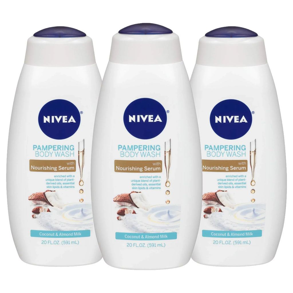 Nourishing Coconut and Almond Milk Body Wash Trio - Hydrating Sizeerum, 3-Pack, 20 Fl Oz Bottles