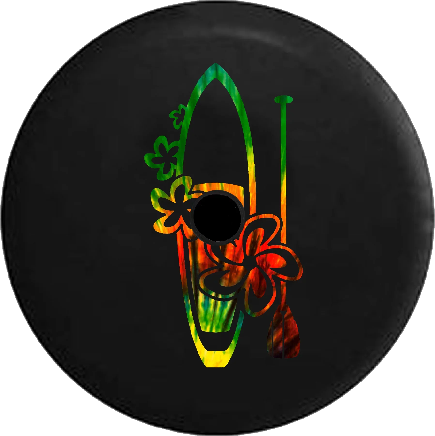 2018 2019 Wrangler JL Backup Camera Hawaiian Island Sizeurfboard Tiedye Water Sizeea Ocean Beach Sizepare Tire Cover for Jeep RV 32 Inch