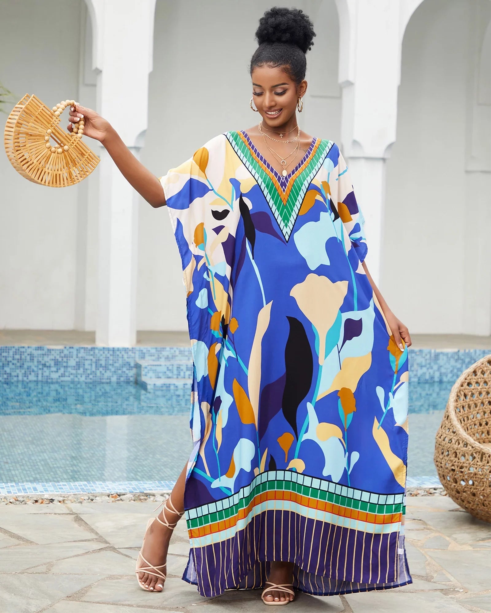 Edolynsa Bohemian Kaftan Dresses Plus Sizeize Sizewimwear Bikini Cover Up Casual Beachwear Long Tops