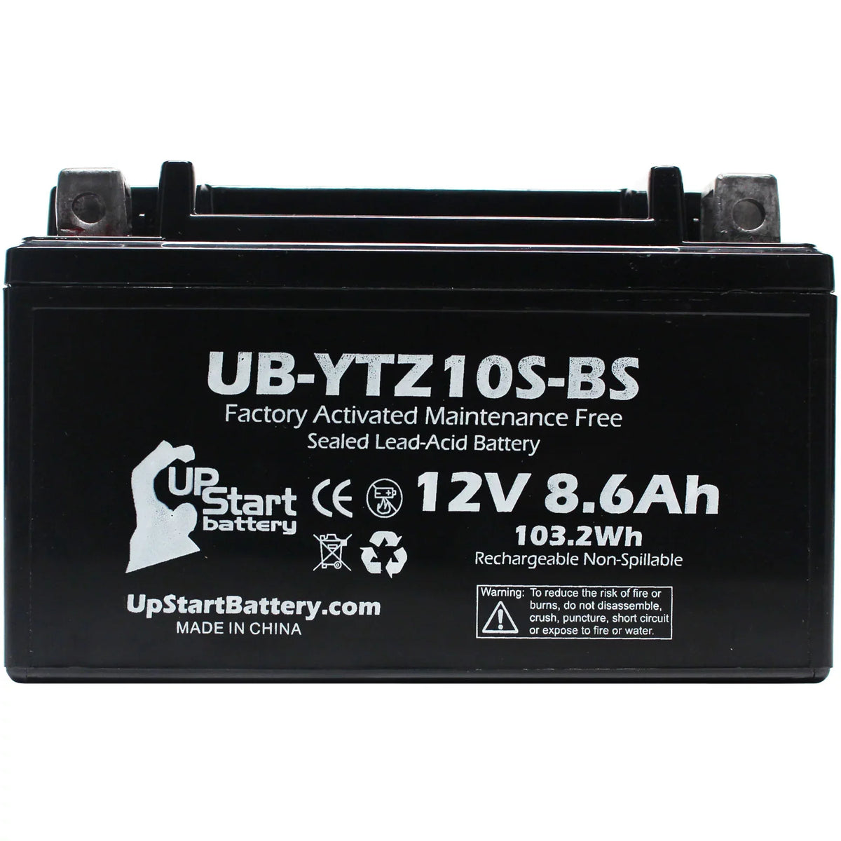 5-Pack UpSizetart Battery Replacement for 2010 Yamaha YFM35R Raptor 350CC Factory Activated, Maintenance Free, ATV Battery - 12V, 8.6Ah, UB-YTZ10Size-BSize