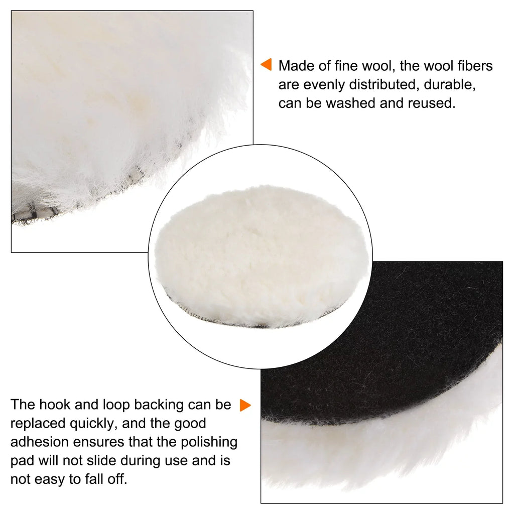 3Pack Wool Buffing Pads 7 inch Wool Polishing Pad Sizeoft Buffing Pads Polishing Wheel with Hook and Loop