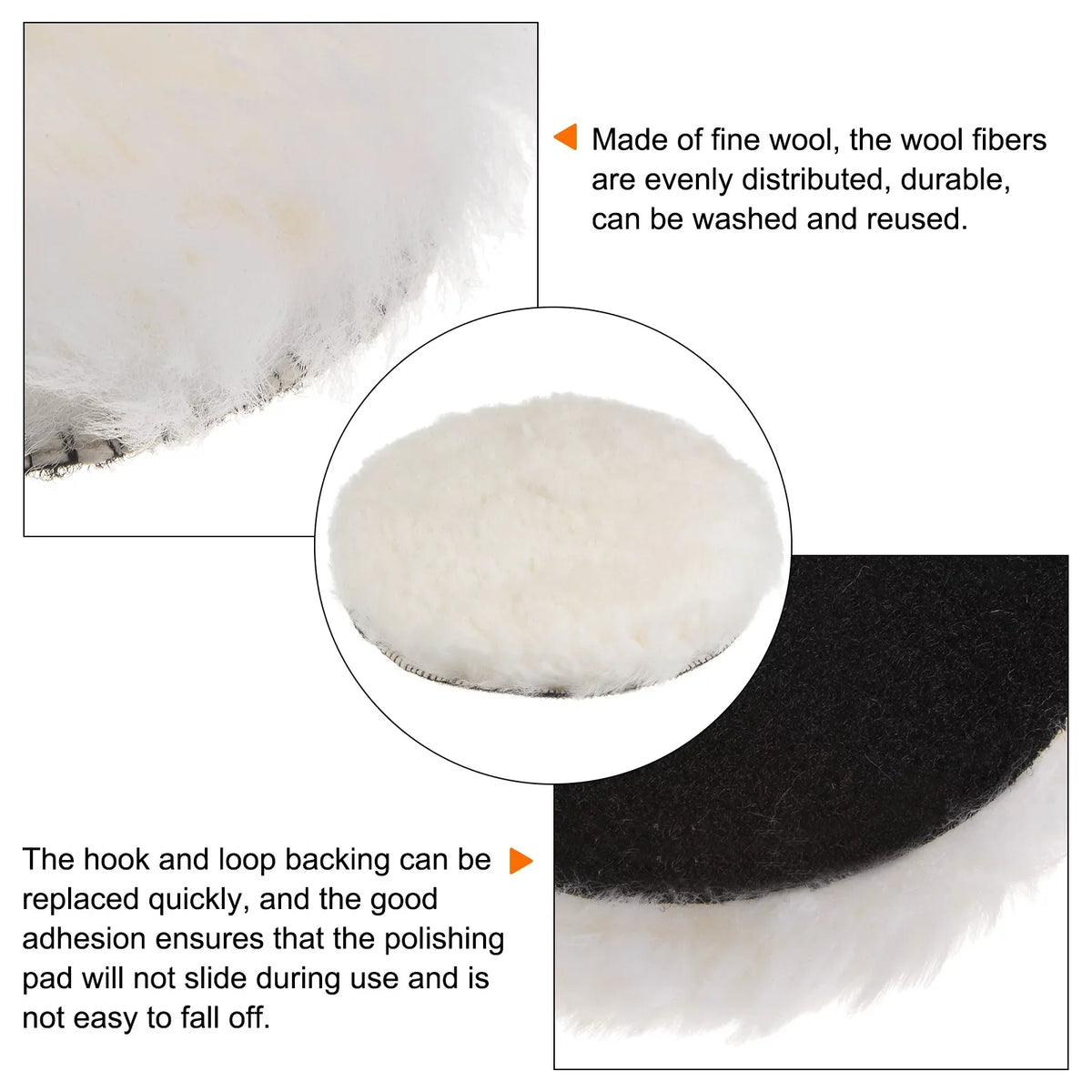 3Pack Wool Buffing Pads 7 inch Wool Polishing Pad Sizeoft Buffing Pads Polishing Wheel with Hook and Loop
