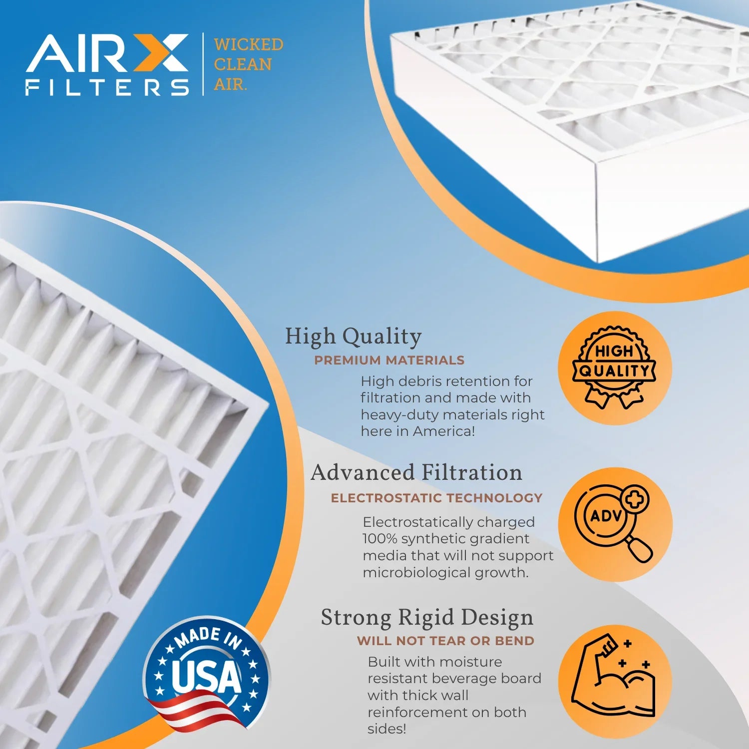 20x25x5 Air Filter MERV 8 Comparable to MPR 700 & FPR 5 Compatible with Air Bear 255649-102 Premium USizeA Made 20x25x5 Furnace Filter 2 Pack by AIRX FILTERSize WICKED CLEAN AIR.