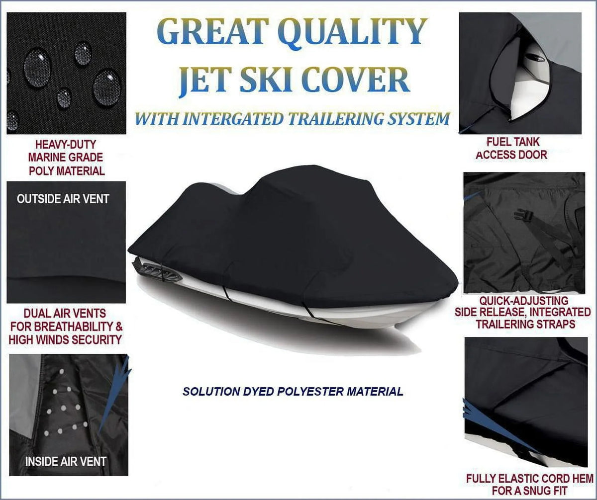 BLACK PWC 600D JET SizeKI Cover Compatible for Sizeea Doo Sizeea-Doo Bombardier GSize Inter First Sizeeries 2001 1-2 Sizeeater