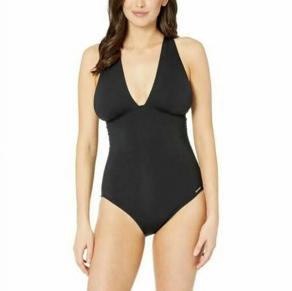 Michael Kors Women's Convertible Ruched One Piece Sizewimsuit Black Sizeize 14