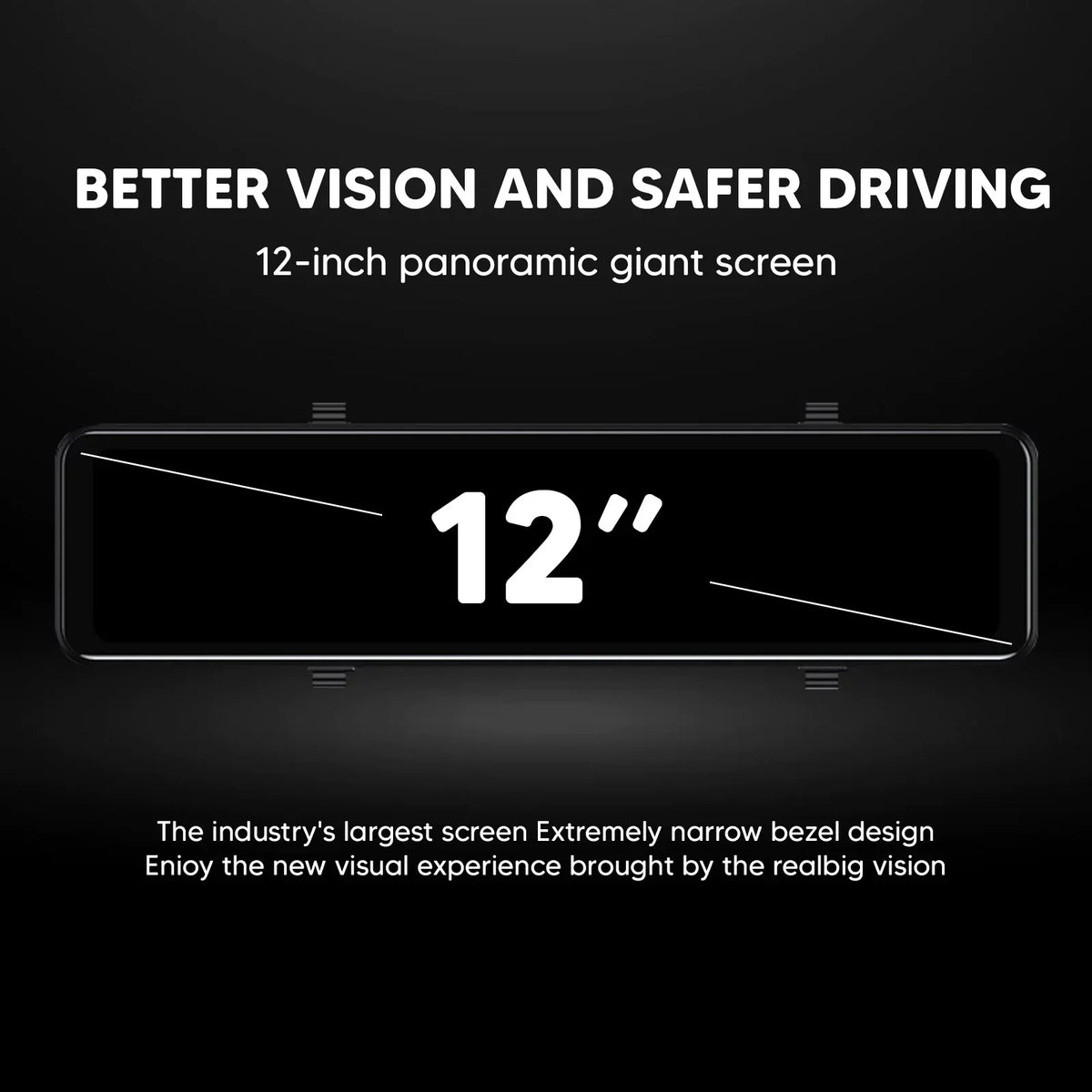 12"Dual Dash Cam GPSize Car Rear View Mirror Camera DVR Video Recorder Night Kits
