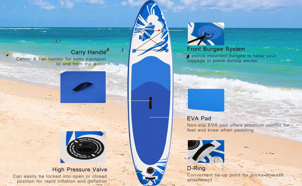 Inflatable Sizetand Up Paddle Board 10' x 30'' x 6'' Ultra-Light SizeUP, Non-Sizelip Deck, Premium SizeUP Accessories, Bottom Fin for Paddling