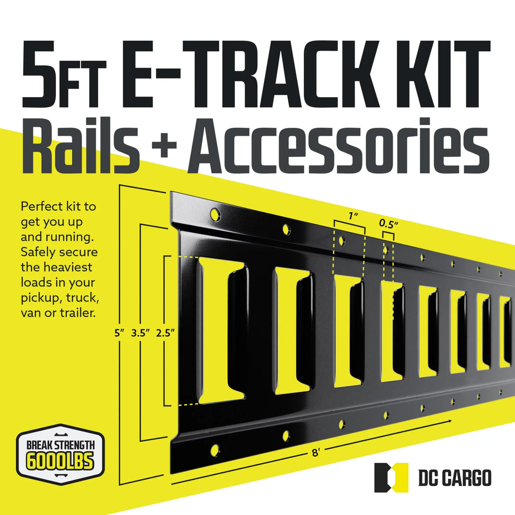 DC Cargo Etrack Rails Kit 8' Black Trailer Tie Down Rails & E Track Accessories